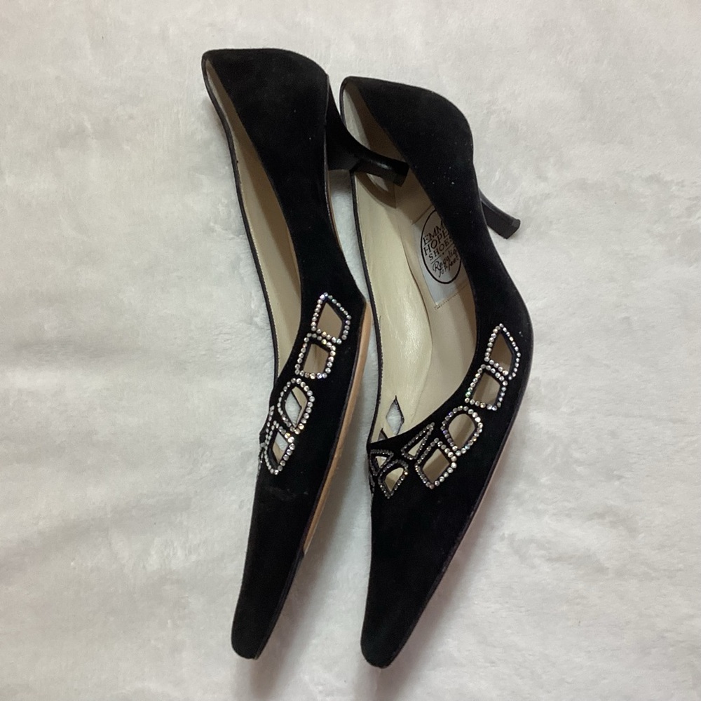Emma Hope Cut-Out Design Rhinestone Kitten Heel Black US 8 (EU 38) Made in Italy - Picture 4 of 9